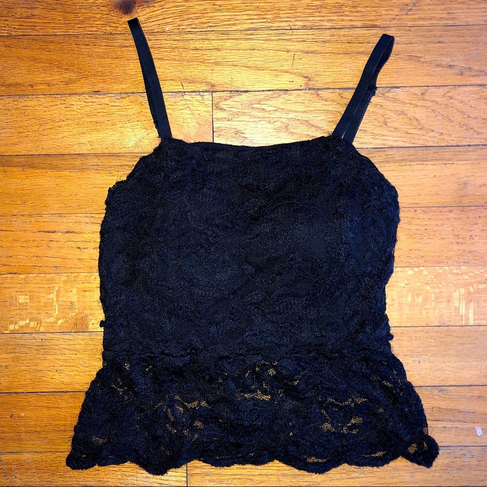 Inside - Black Lace Spaghetti Strap Crop Top